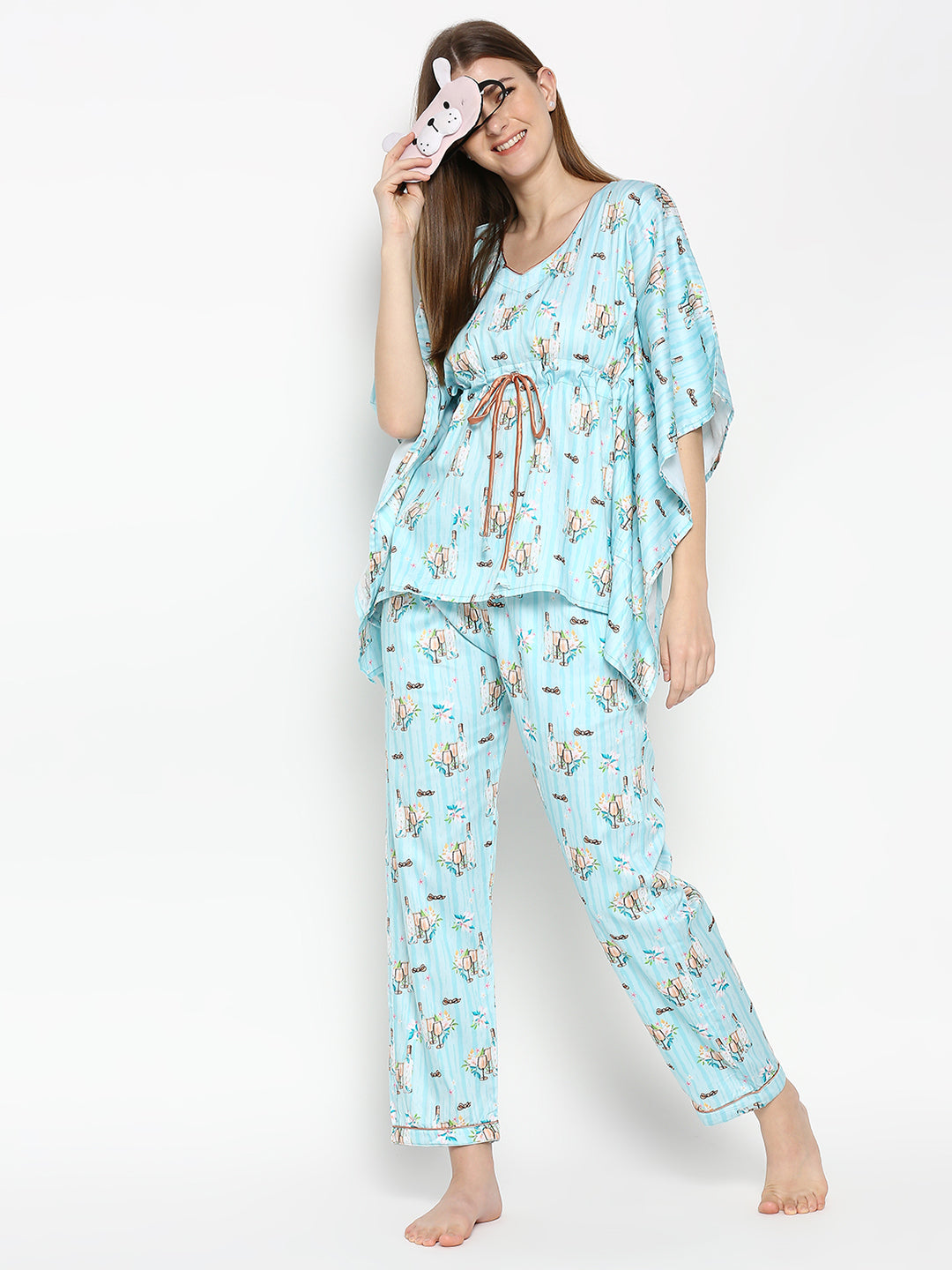 Bright Like Bubbly Kaftan Pj Set - Pure Cotton Pj Set in Kaftan Style