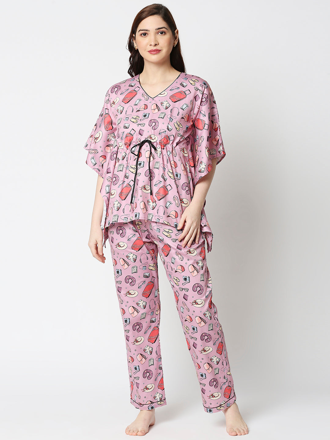 Travel Addict Kaftan Pj Set - Pure Cotton Pj Set in Kaftan Style