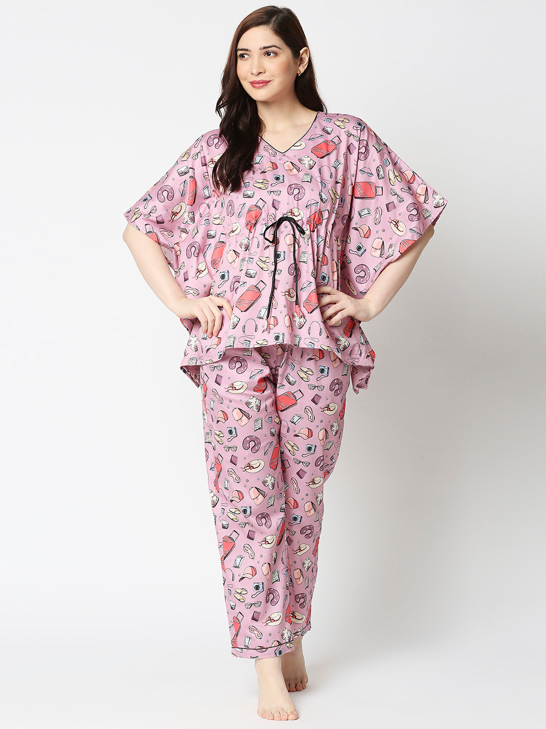 Travel Addict Kaftan Pj Set - Pure Cotton Pj Set in Kaftan Style