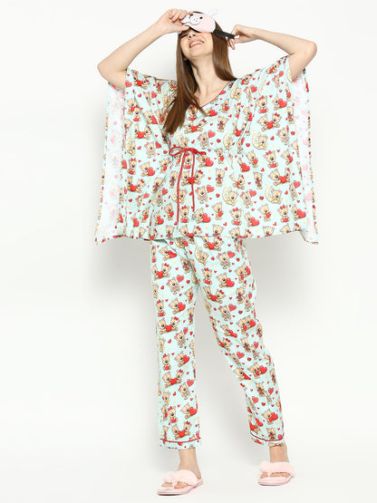 Loving Teddy Kaftan Pj Set - Pure Cotton Pj Set in Kaftan Style