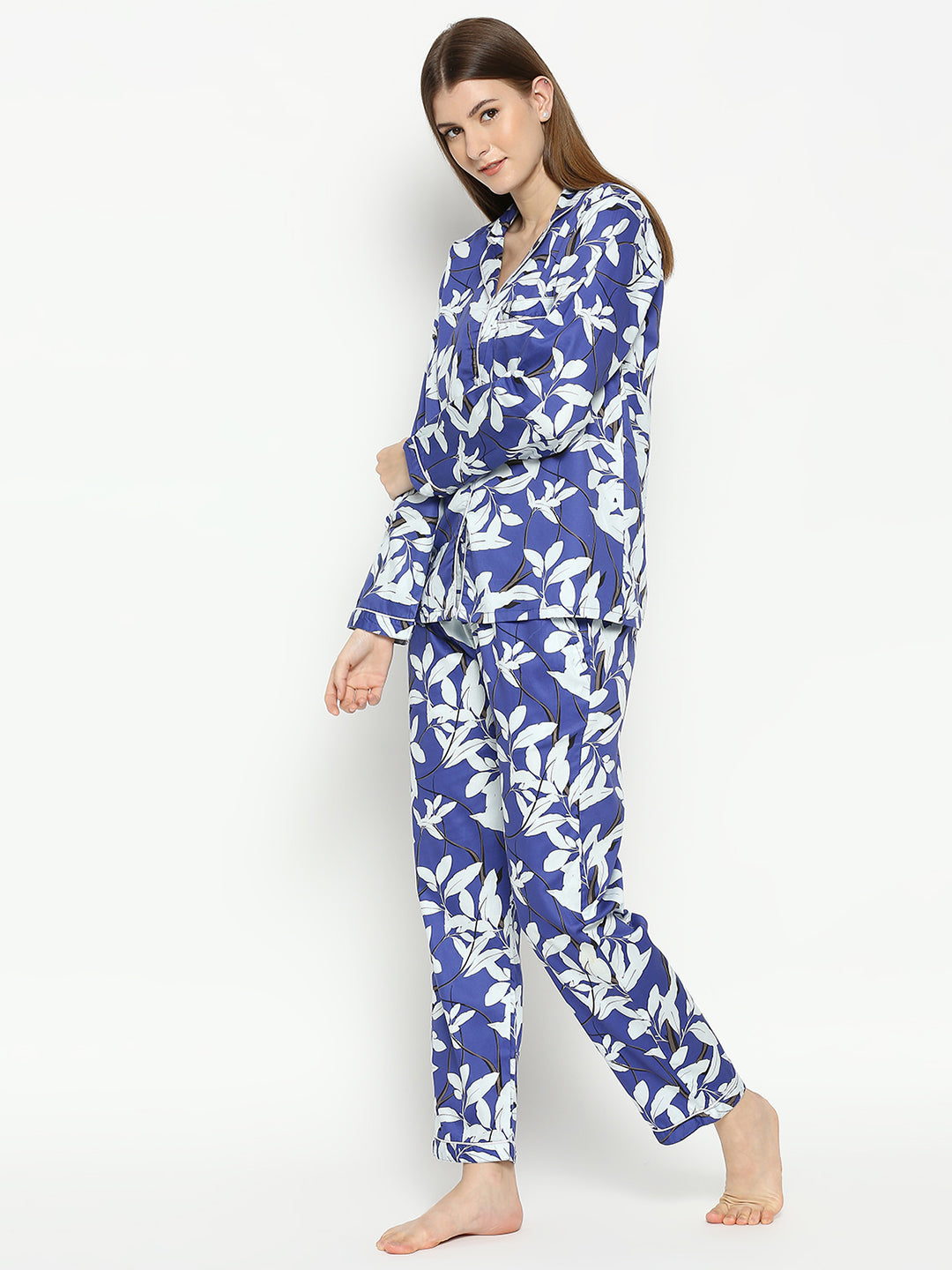 Purple Blush Button Down Pj Set - Pure Cotton Pj Set with Notched Collar