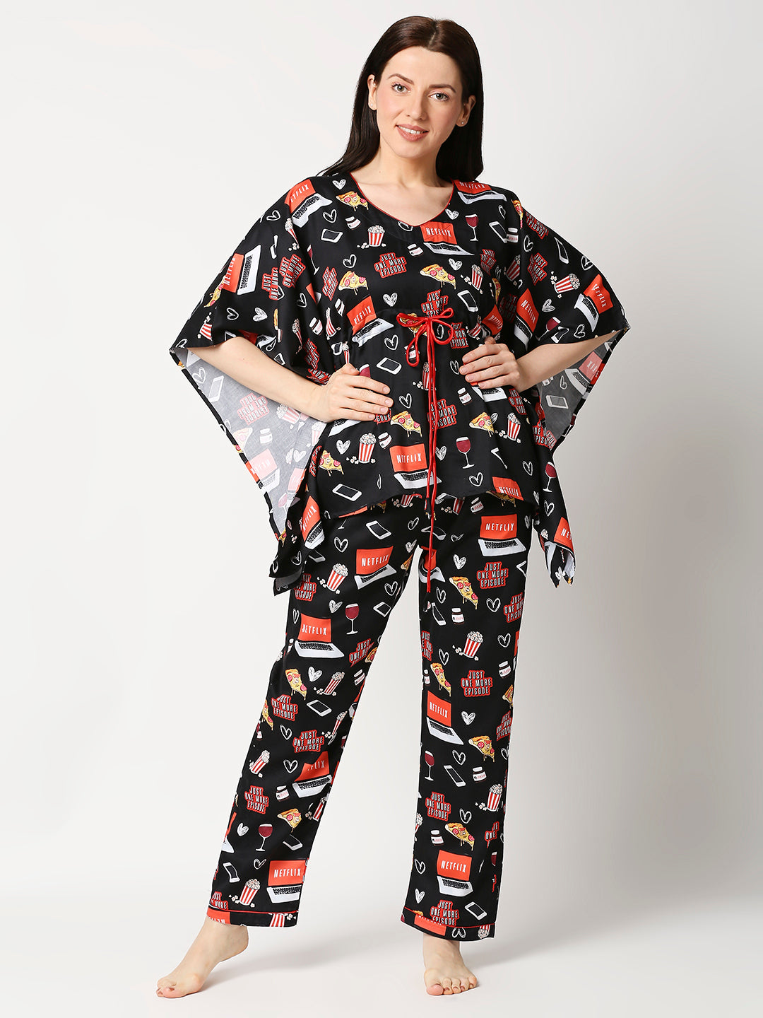 Netflix &amp; Chill Kaftan Pj Set - Pure Cotton Pj Set in Kaftan Style