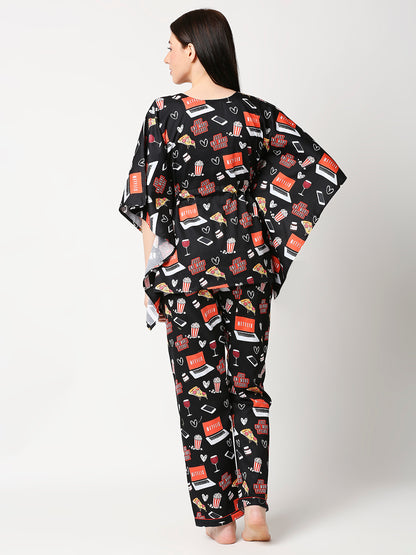 Netflix &amp; Chill Kaftan Pj Set - Pure Cotton Pj Set in Kaftan Style