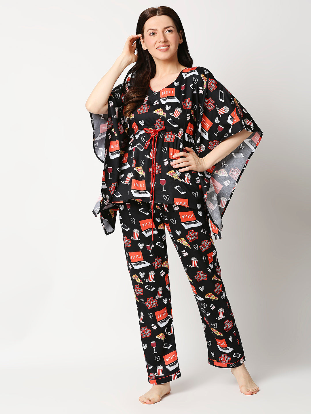 Netflix &amp; Chill Kaftan Pj Set - Pure Cotton Pj Set in Kaftan Style