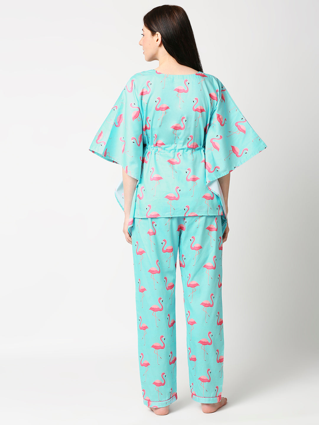 Pink Flamingo Kaftan Pj Set - Pure Cotton Pj Set in Kaftan Style