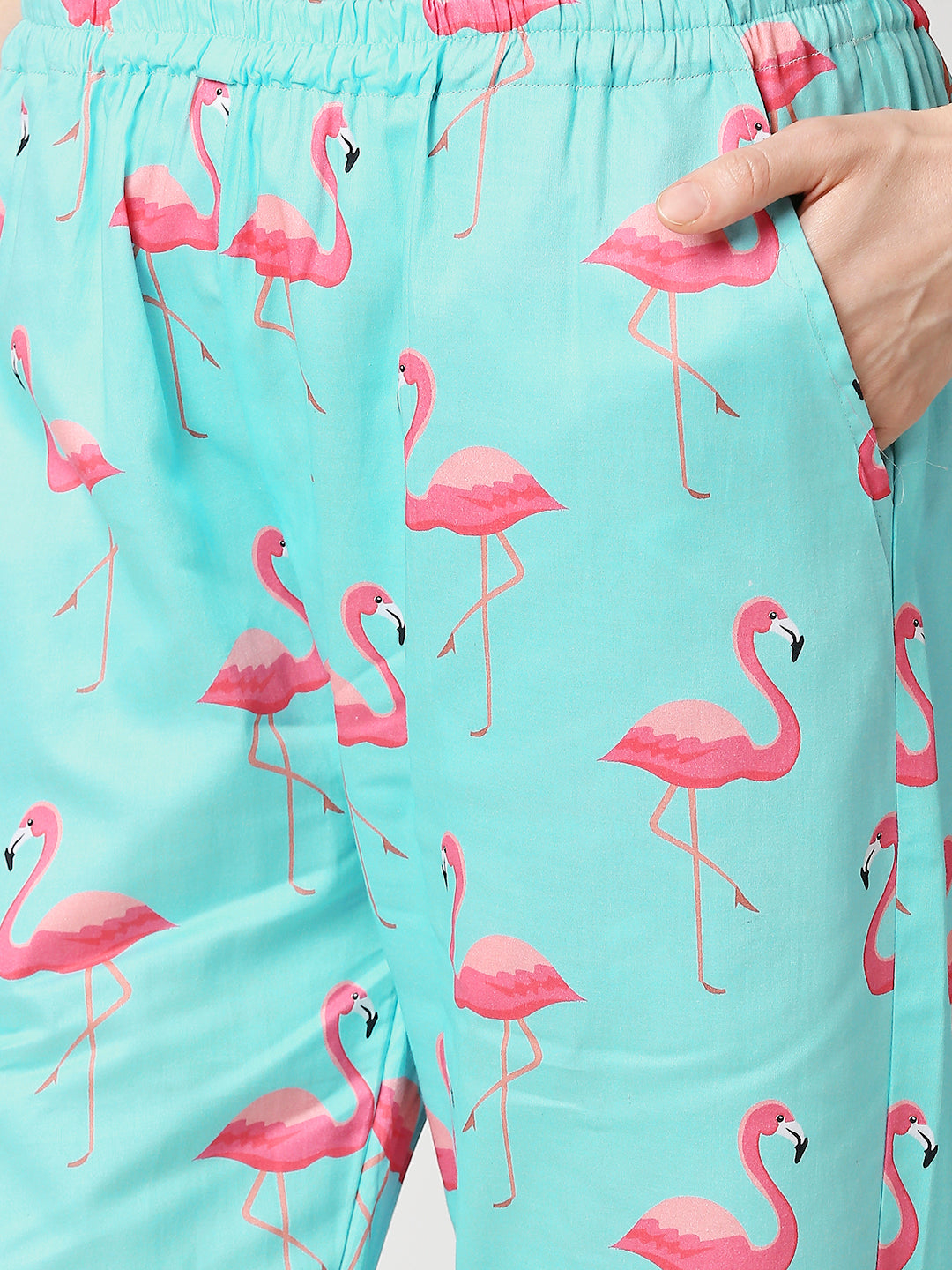 Pink Flamingo Kaftan Pj Set - Pure Cotton Pj Set in Kaftan Style