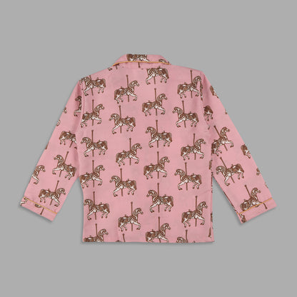 Royal Horse Kids Pj Set - Cotton Rayon Pj Set with Notched Collar